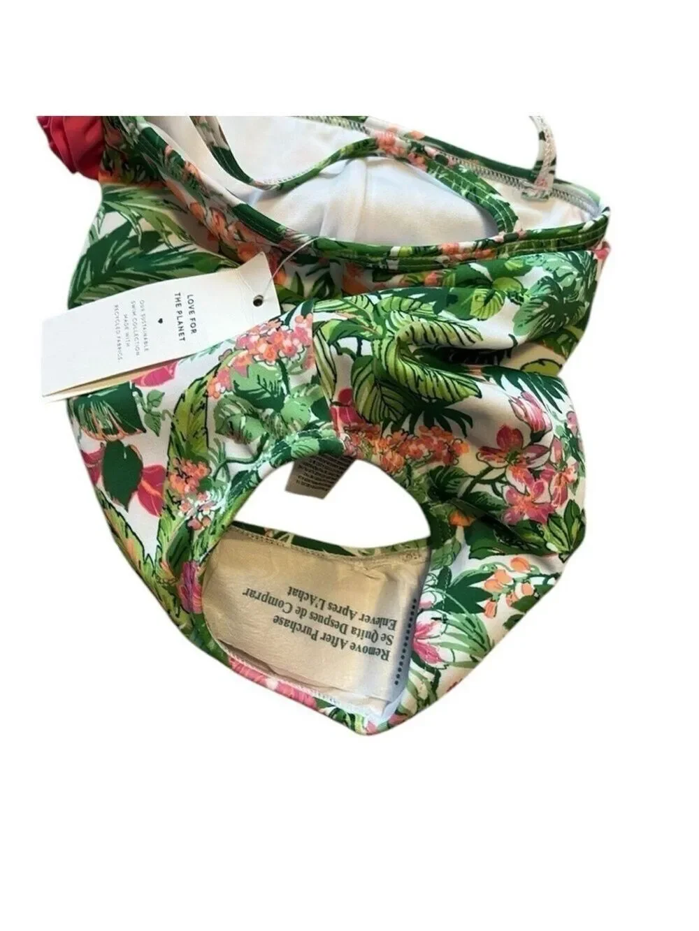 Janie and Jack Floral Kids Swimsuit - Green and Pink Size 12-18 months